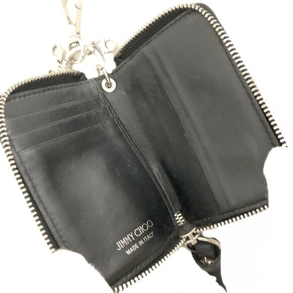 Jimmy Choo MALONE YSN Flat Star Studs Leather Card Case Black/7BH0095 - Picture 5 of 8